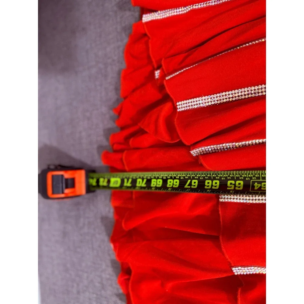 JOVANI Red Sequin Beaded Halter Neck Prom Formal Gown Dress - Picture 6 of 14